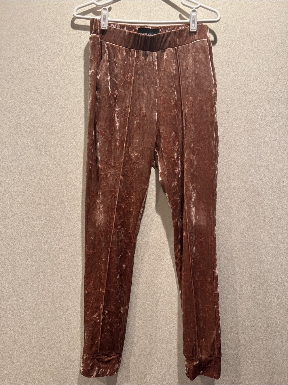 Sabina Musayev Mauve Brown Velvet Tapered Leggings